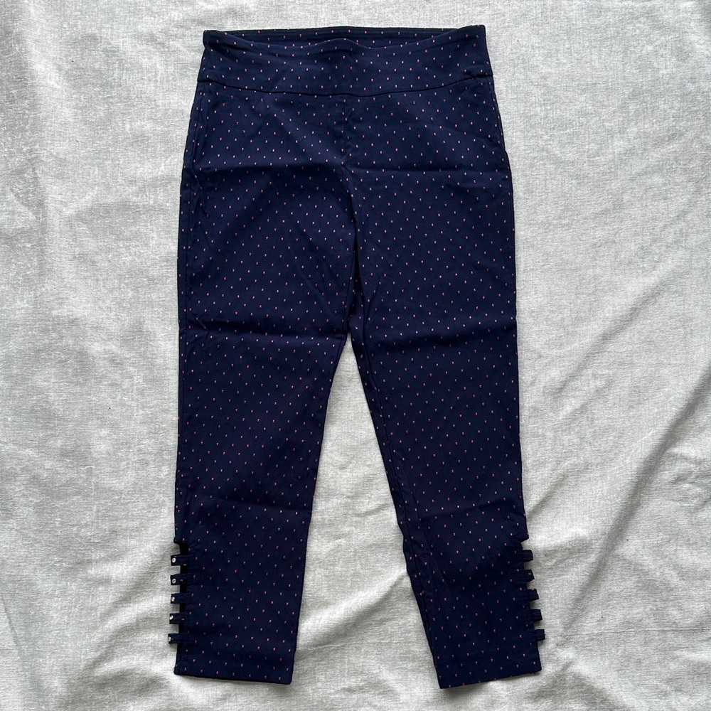 Attyre Dark Blue Polka Dot Cropped Leggings Women’s Size 8